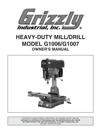 heavy-duty mill/drill model g1006/g1007