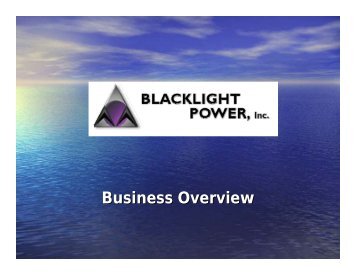BusinessPresentation.. - Black Light Power, Inc.