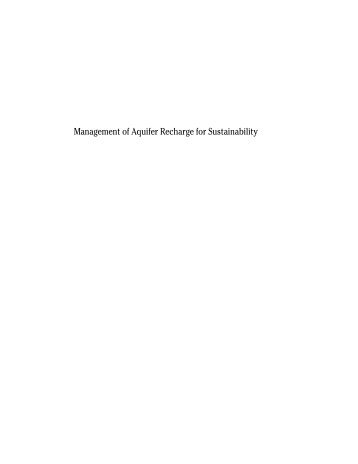 Management of Aquifer Recharge for Sustainability - International ...