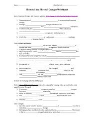 Physical and chemical changes lab sheet - Warren County Schools