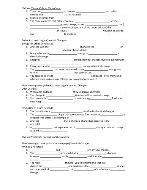 Physical and chemical changes lab sheet - Warren County Schools