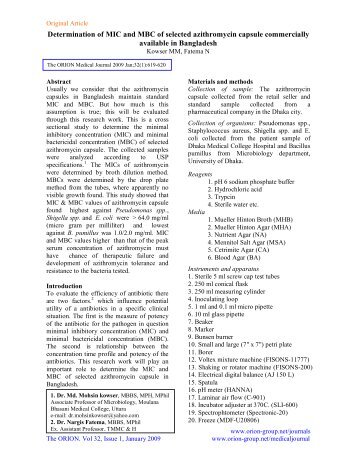 Determination of MIC and MBC of selected ... - Orion Group