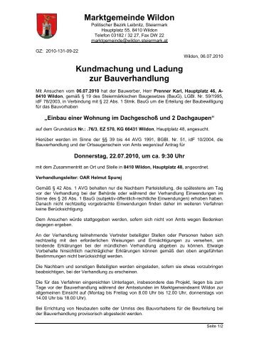 Marktgemeinde Wildon Kundmachung und Ladung zur ...