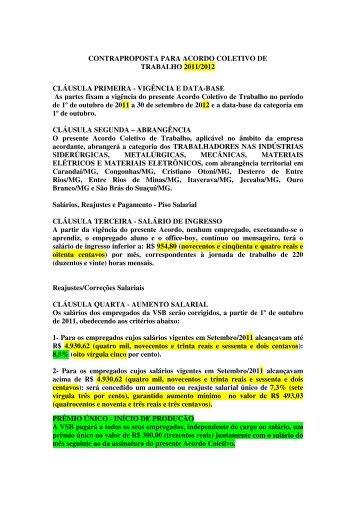 CONTRAPROPOSTA PARA ACORDO COLETIVO ... - Sindob.org.br