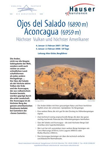 Ojos del Salado (6890m) Aconcagua (6959m) - Wanderreisen.de