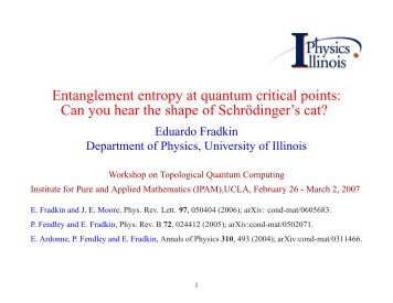 Entanglement entropy at quantum critical points: Can you ... - INFN