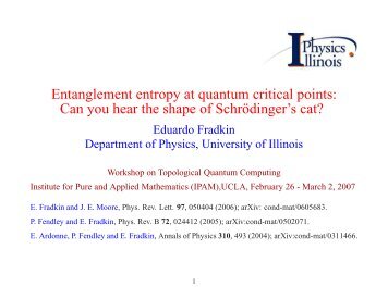 Entanglement entropy at quantum critical points: Can you ... - INFN