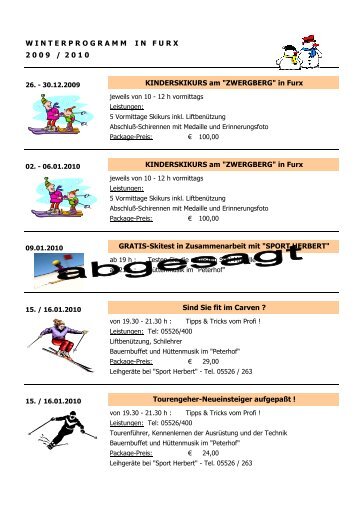 Winterprogramm in Furx Zwergberg