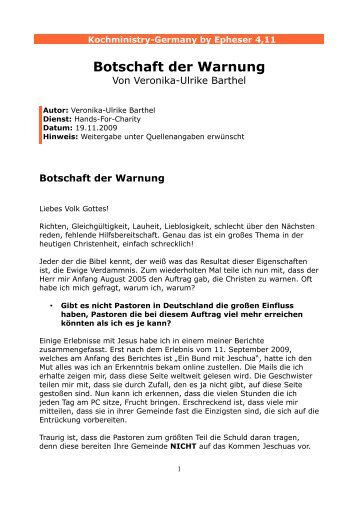 Botschaft der Warnung - Kochministry-Germany