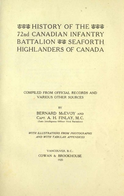 72nd Seaforth Highlanders of Canada - Electric Scotland