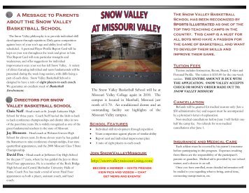 A Message to Parents about the Snow Valley Basketball School