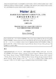 HAIER ELECTRONICS GROUP CO., LTD. æµ·ç¾é»å¨éåæéå¬å¸