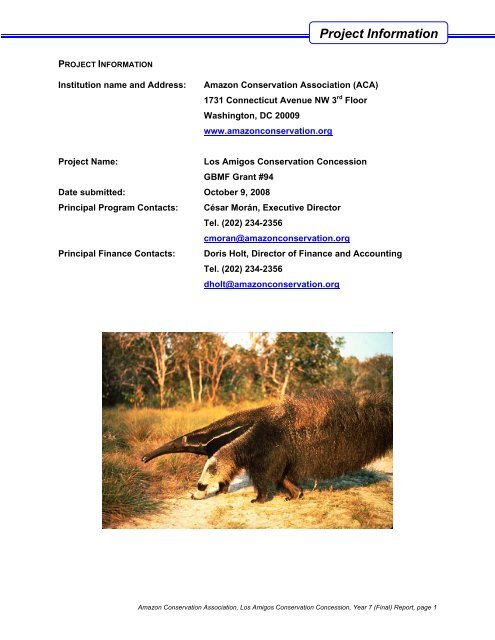 Project Information - Amazon Conservation Association