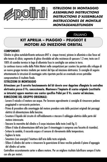 kit aprilia â piaggio â peugeot e motori ad iniezione orbital - Polini