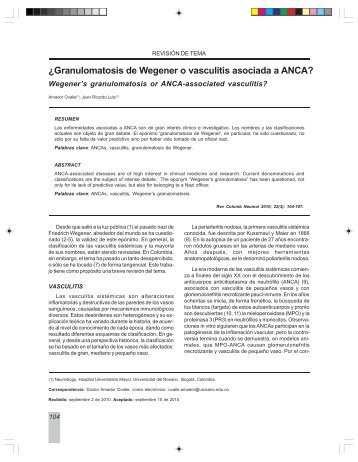 Â¿Granulomatosis de Wegener o vasculitis asociada ... - Asoneumocito