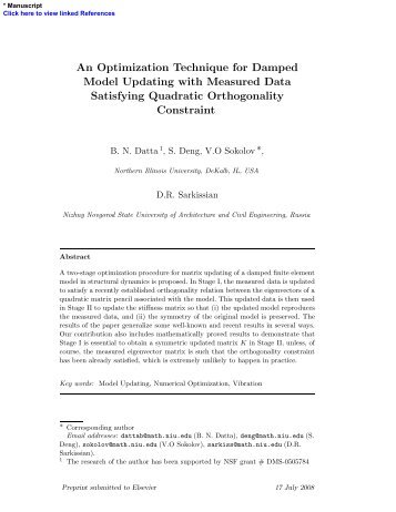 An Optimization Technique for Damped Model Updating with ...