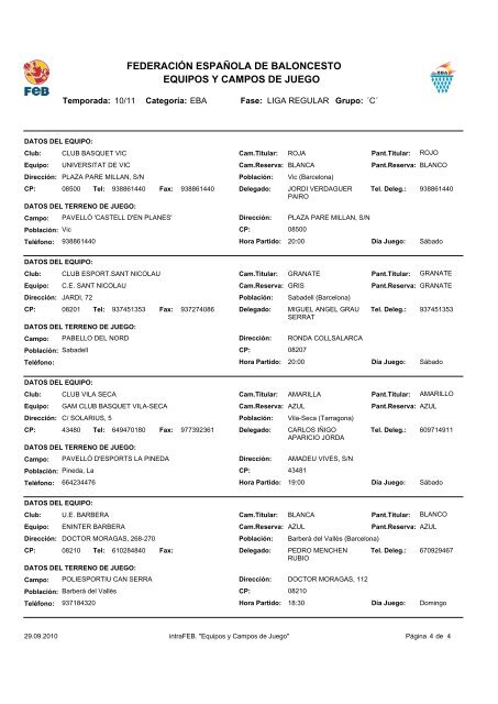 equipos y campos de juego federaciÃ³n espaÃ±ola de baloncesto