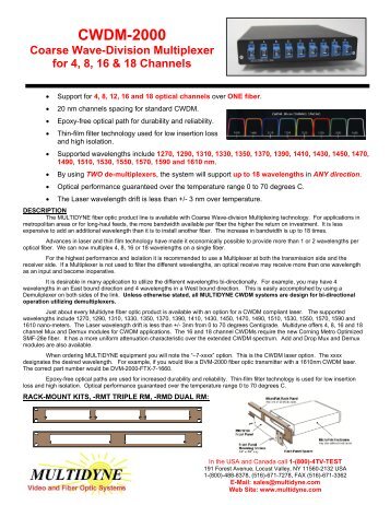 Data Sheet for CWDM-2000 - Multidyne