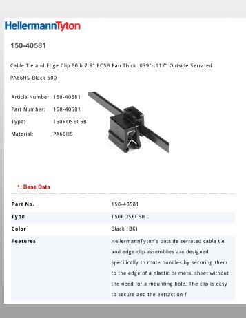 150-40581 - Cable Ties with Fasteners - HellermannTyton