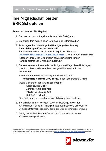 Ihre Mitgliedschaft bei der BKK Scheufelen