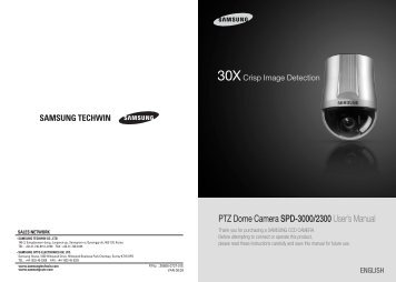 PTZ Dome Camera SPD-3000/2300 User's Manual - Samsung CCTV