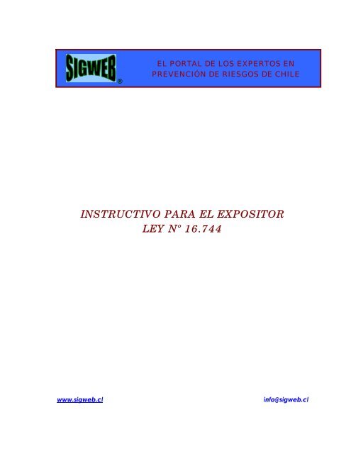 Instructivo de PresentaciÃ³n Ley NÂº 16.744 - Sigweb