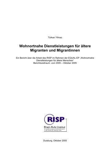 Wohnortnahe Dienstleistungen für ältere Migranten und ... - RISP