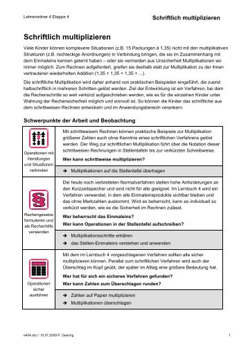 Schriftlich multiplizieren