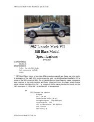 1987 Lincoln Mark VII Bill Blass Model Specifications - The Lincoln ...