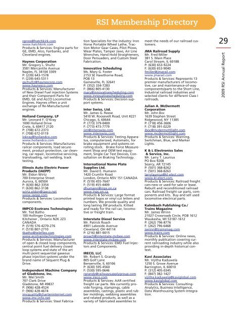 RSI Annual Report 2009 - Railway Supply Institute