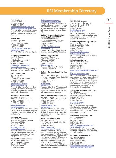 RSI Annual Report 2009 - Railway Supply Institute