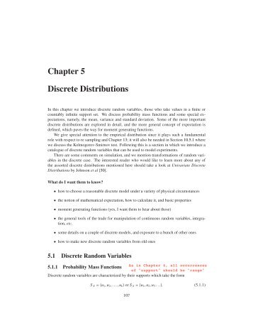 Chapter 5 Discrete Distributions