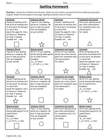 Homework help with spelling and vocabulary