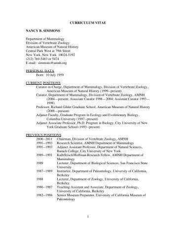 Curriculum Vitae - American Museum of Natural History