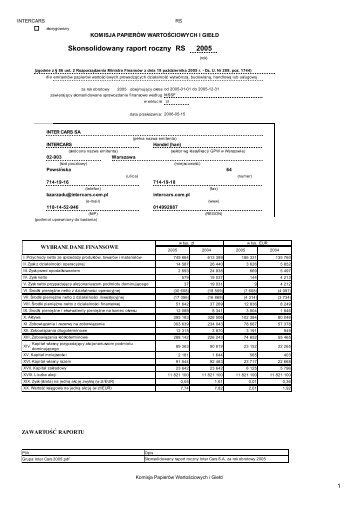 Roczne skonsolidowane sprawozdanie finansowe za ... - Inter Cars SA