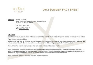 2012 SUMMER FACT SHEET - Rixos Hotels