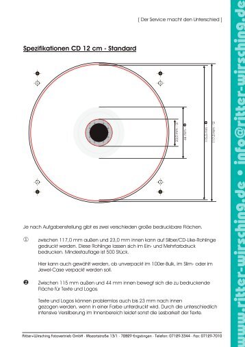 · Spezifikationen CD 12 cm - Standard - Ritter + Wirsching ...