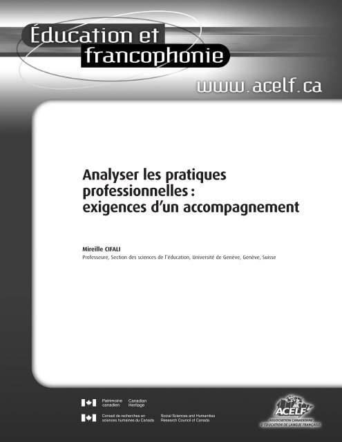 Analyser les pratiques professionnelles : exigences d'un ... - acelf