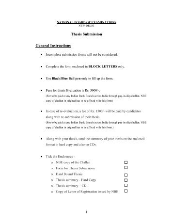 Thesis Submission General Instructions - National Board Of ...