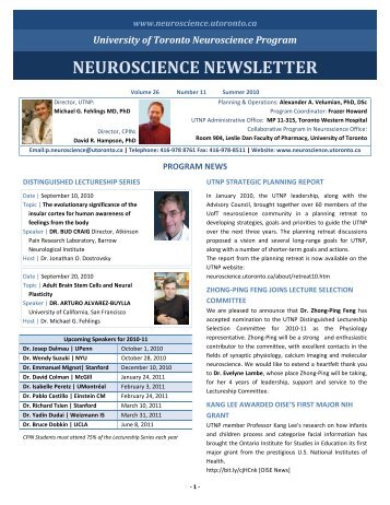 Vol.26 Num(11) - Program in Neuroscience, University of Toronto