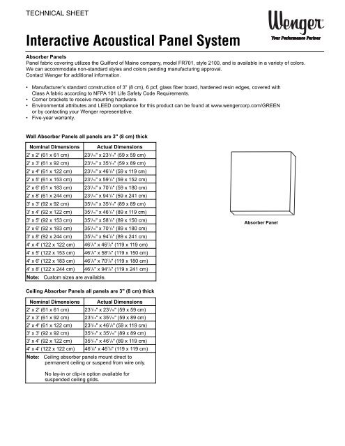 Interactive Acoustical Panel System Wenger Corporation