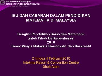 ISU DAN CABARAN DALAM PENDIDIKAN MATEMATIK DI MALAYSIA