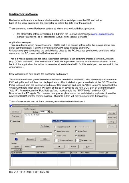 Howto - Serial Gateway - Barix