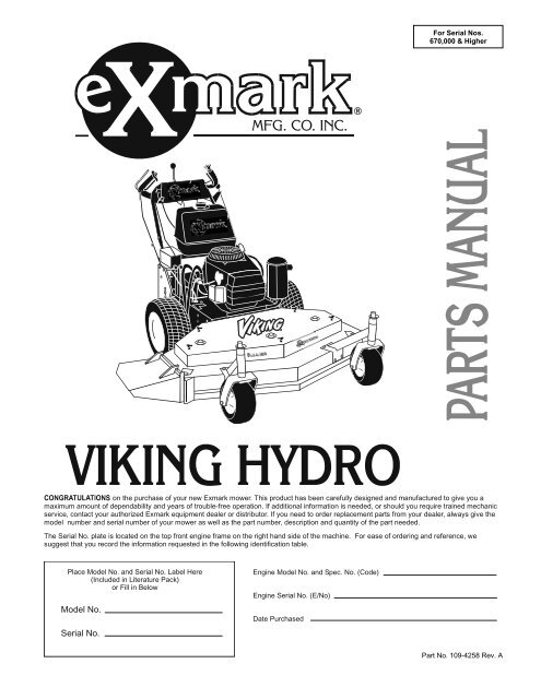 MFG. CO. INC. - Exmark