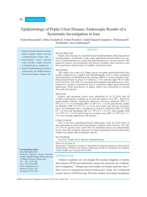 Epidemiology of Peptic Ulcer Disease: Endoscopic Results of ... - IAGH