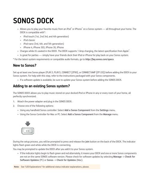 SONOS DOCK Product Guide - Almando