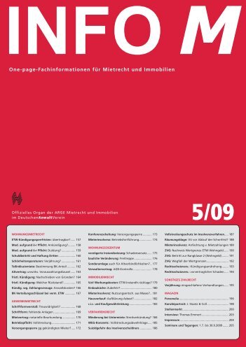 Front 5-09.indd - Arbeitsgemeinschaft Mietrecht und Immobilien