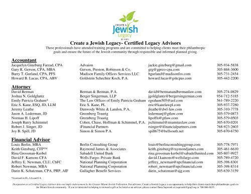Create a Jewish Legacy- Certified Legacy Advisors Accountant ...
