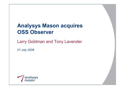 Download the slides here - Analysys Mason