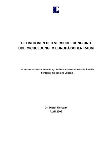 definitionen der verschuldung und Ã¼berschuldung im europÃ¤ischen ...